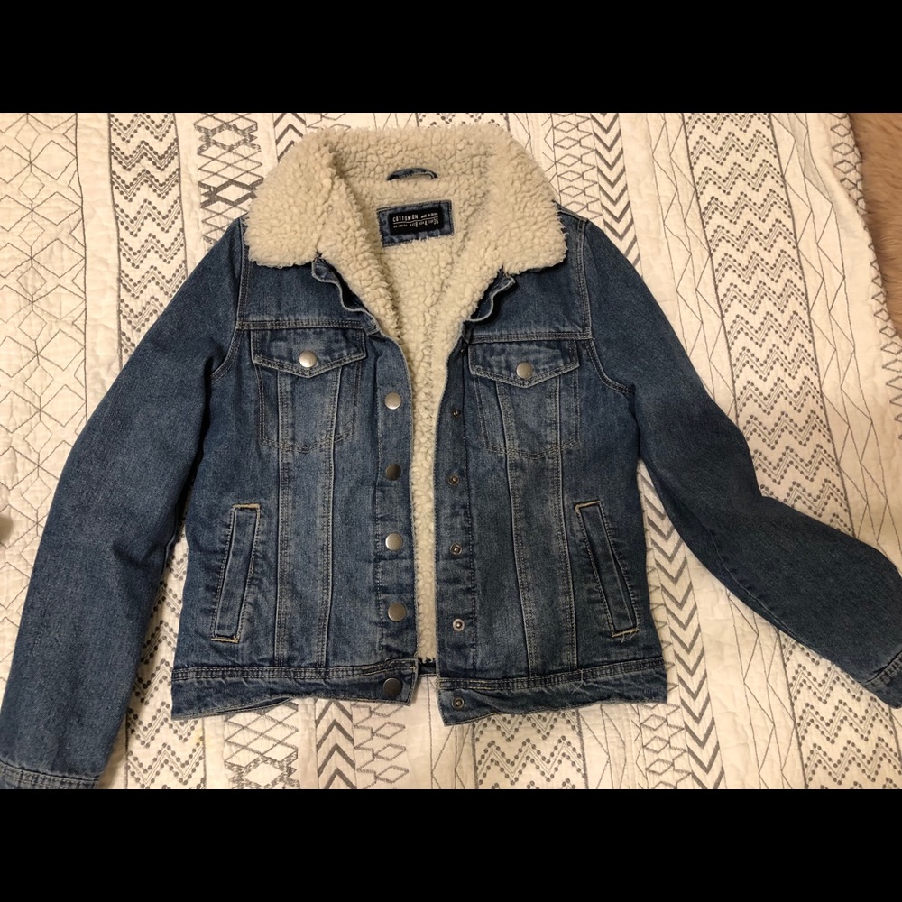 Furry denim jacket